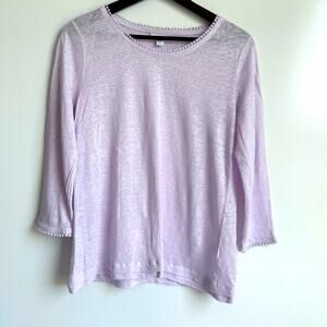 J. Jill Love Linen Pink Tassel Top Blouse Size Small 100% Linen Lightweight Soft